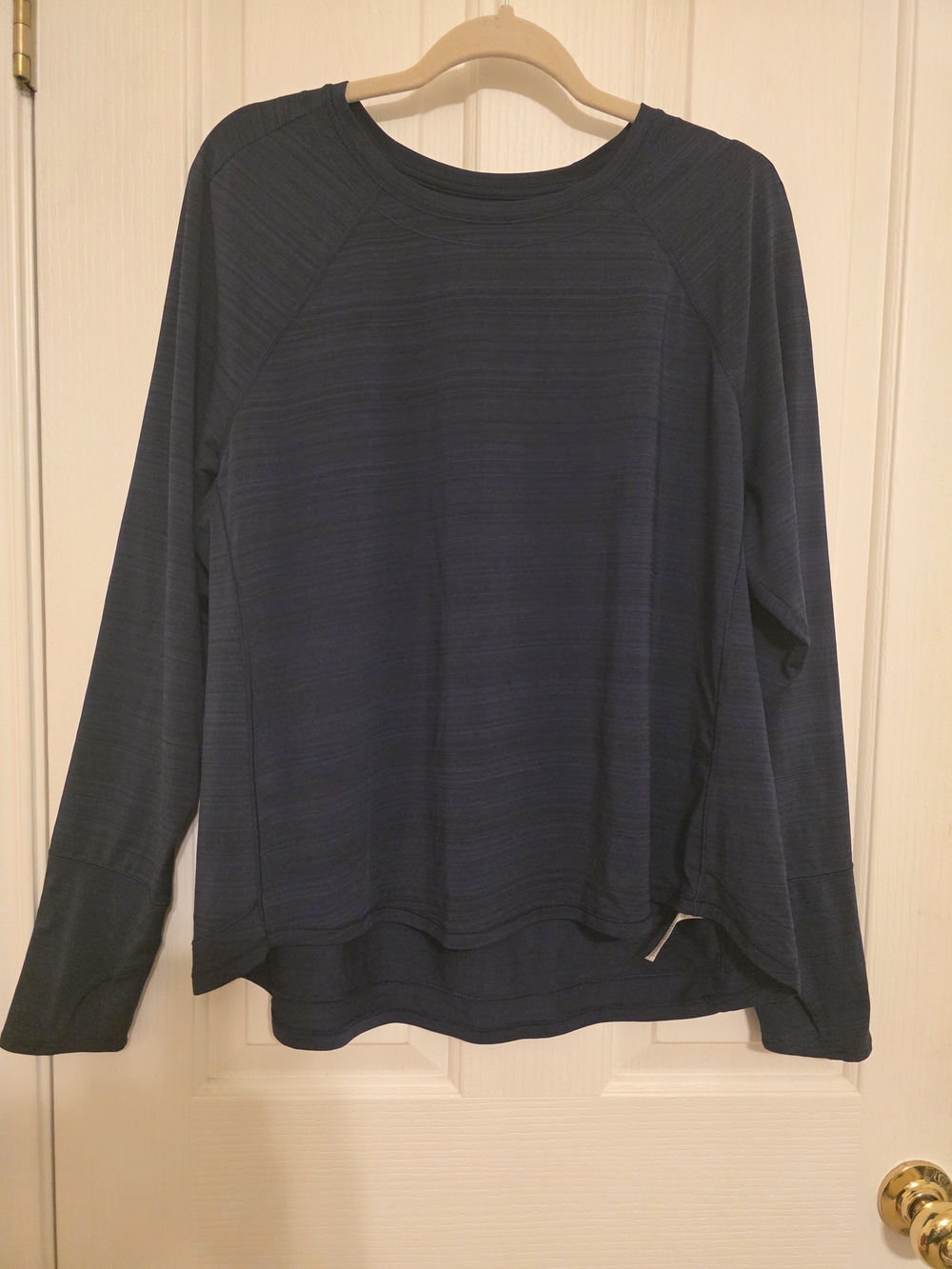 Athleta Pacifica Illume UPF Relaxed Long Sleeve Top Navy Space Dye 1X